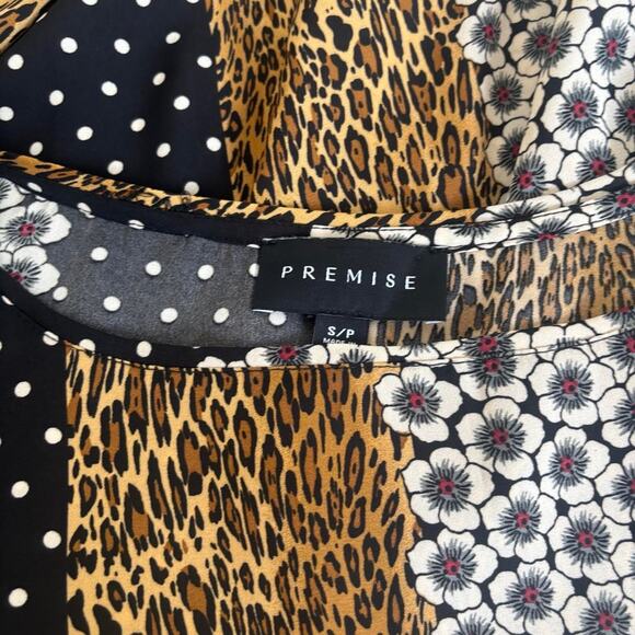 Y2K VTG. RETRO LEOPARD GRAPHIC PREMISE BLOUSE TOP S/M - Picture 7 of 7